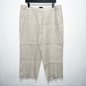 Talbots Cream Linen Straight Leg Chelsea Cropped Trouser Pants